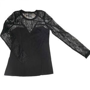 Maje Black Lace Long Sleeve Top